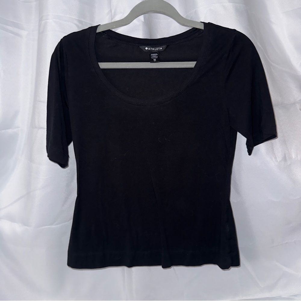 2 for 1 BUNDLE Athleta Black and Cream Short Sleeve Tees - Picture 2 of 11